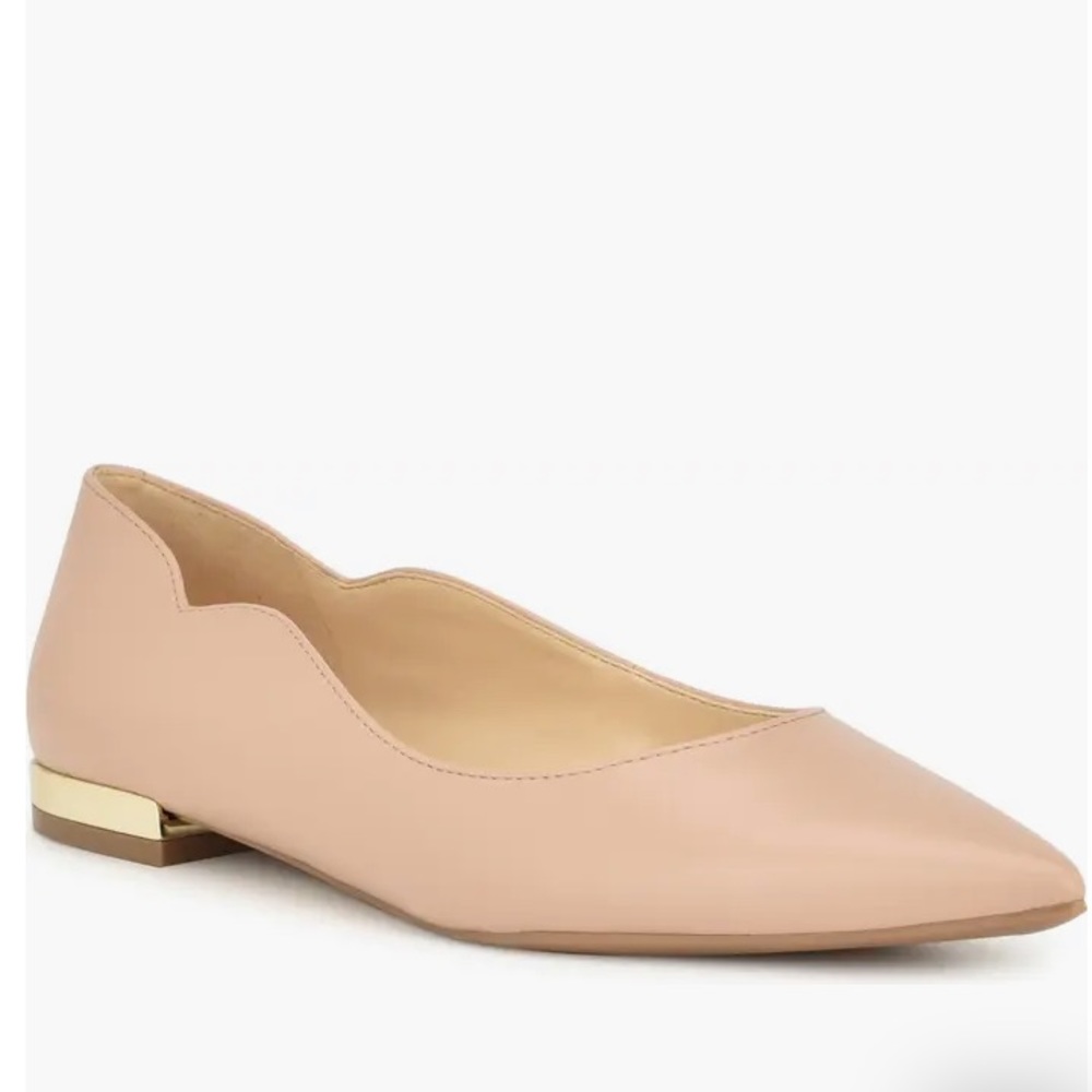 Nine West Women's Lovlady Lanny3 Pointed Toe Flat Shoe Barely Nude or black 10M